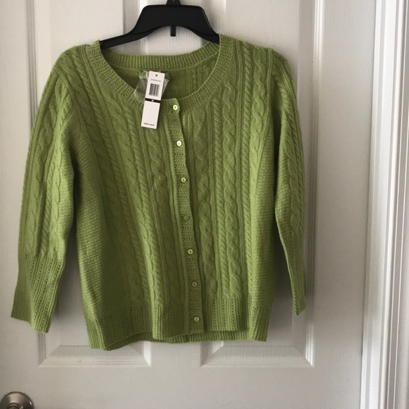 cashmere rays Sweaters - Green button up cashmere sweater